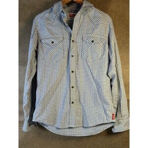 Wrangler Shirt Mens S Blue Long Sleeve Button Up Western Cowboy Ranch Rodeo Work